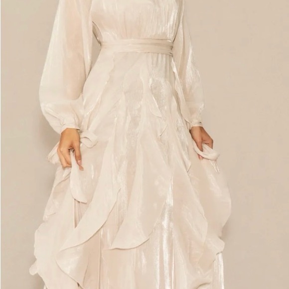 Chic Cream Long Sleeve Women's Dress - Picture 4 of 6